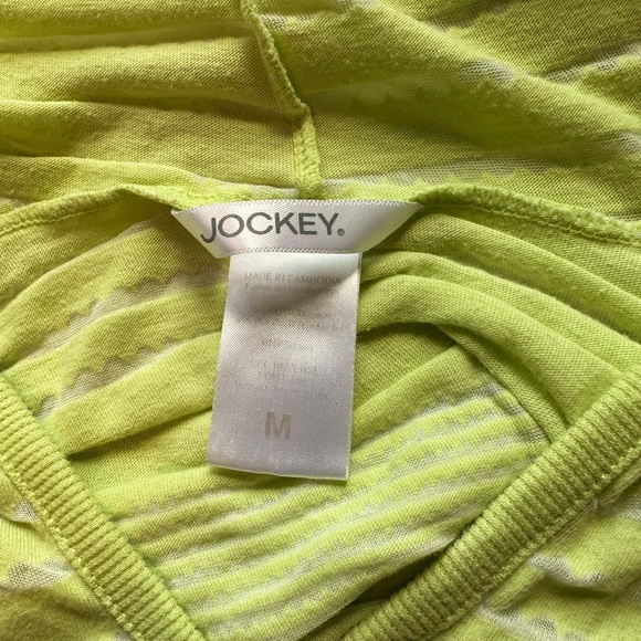 JOCKEY HOODIE LIME GREEN STRIPED LONG SLEEVE TOP. Size Medium - Picture 6 of 7